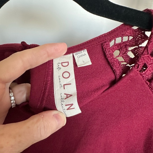 Anthropologie Dolan Burgundy Lace Sleeve Blouse - Picture 3 of 3